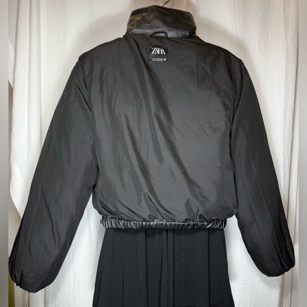 ZARA Faux Leather Puffer Jacket - Picture 7 of 10